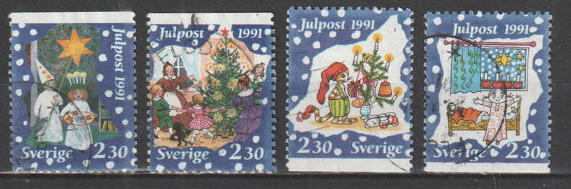 SWEDEN 1991 Christmas Post ULH SG 1605-8