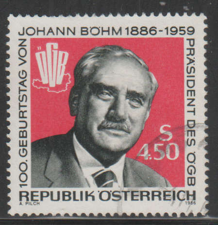 AUSTRIA 1986 The 100th Anniversary of the Birth of Johann Böhm UNH SG 2081