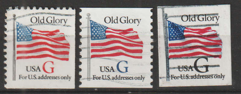 USA 1994 Flag - Old Glory - "G" Stamps for Domestic use (32 cents) ULH SG 2982/4/6