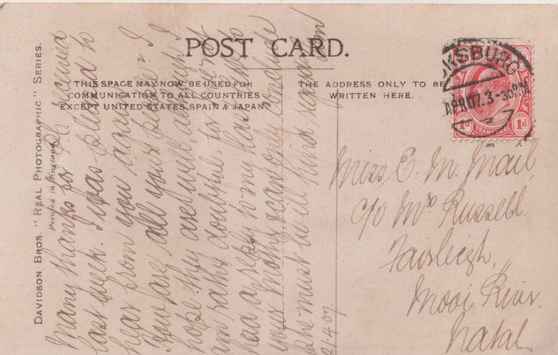 USED POST CARD WITH GLITTER