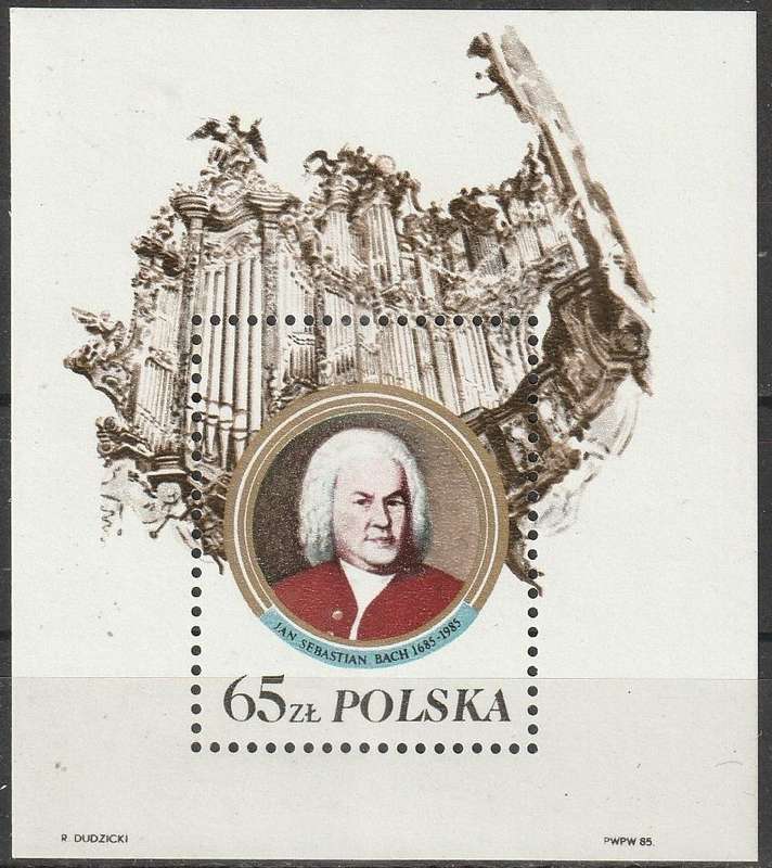 POLAND 1985 The 300th Anniversary of the Birth of Johann Sebastian Bach UMM SG MS3025