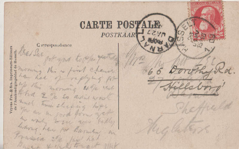 EARLY USED POST CARD BELGIUM