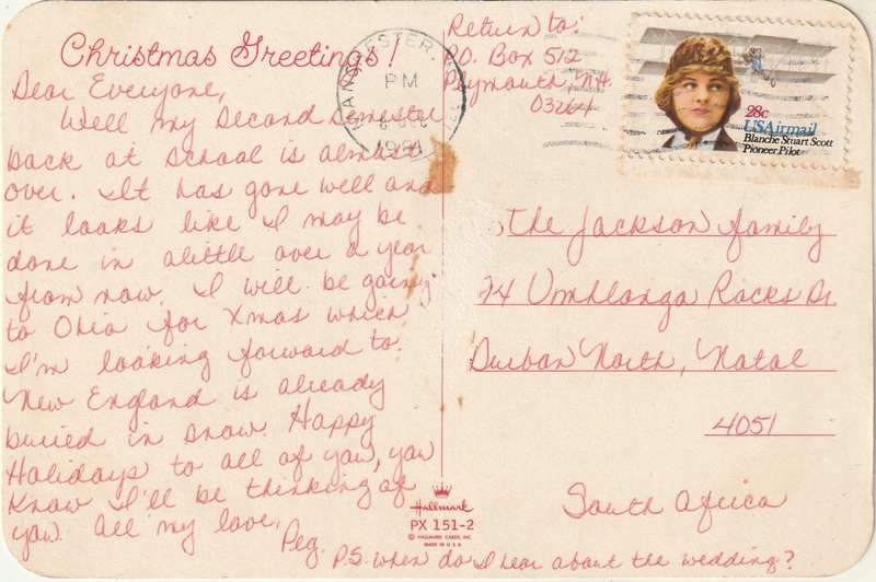 USED HALLMARK POST CARD