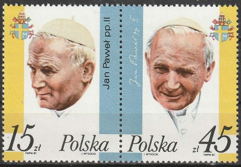 POLAND 1987 Third Visit of Pope John Paul II to Poland UMM SG 3112/3