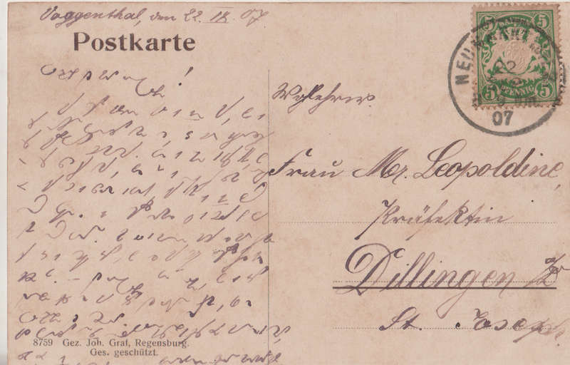 EARLY USED POST CARD BAYERN