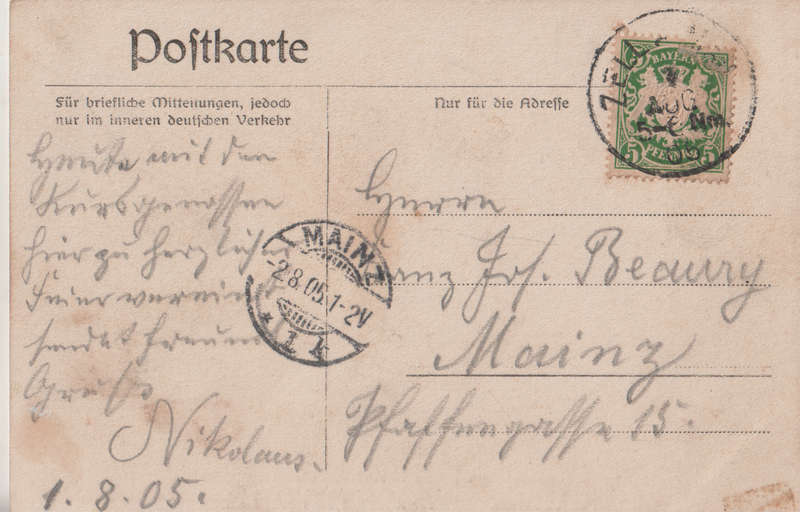 EARLY USED POST CARD BAYERN