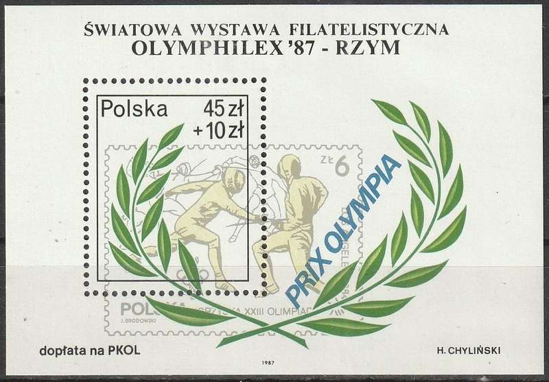 POLAND 1987 International Philatelix Exhibition Olymphilex '87 in Rome, Italy UMM SG 3125
