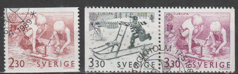 SWEDEN 1989 EUROPA Stamps - Children's Games ULH SG 1454-6