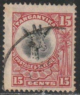 TANGANYIKA 1922 -1925 Giraffe VFU SG 76