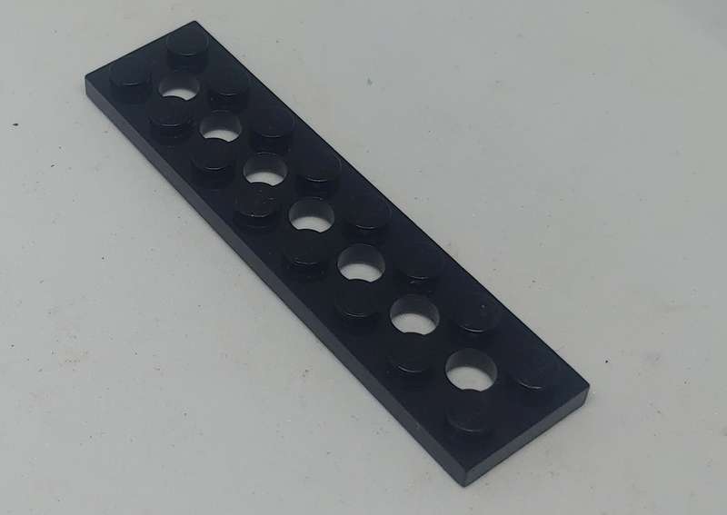 Lego (U) ~ Technic Plate 2 x 8 with 7 Holes ~ [Black]