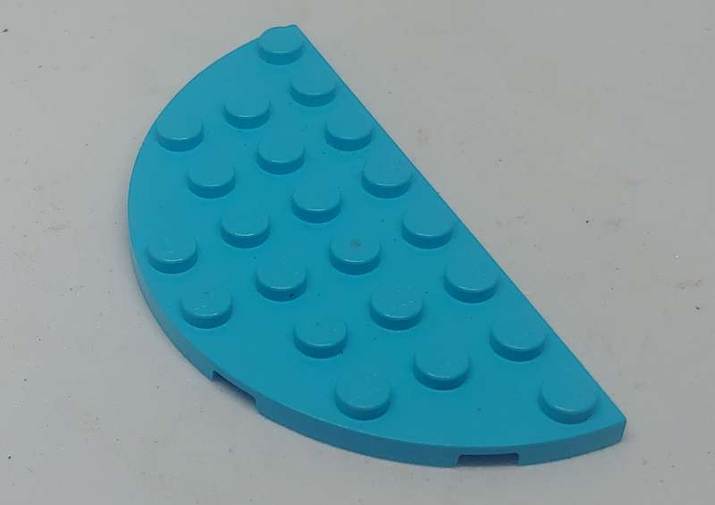 Lego (U) ~ Plate Round Half 4 x 8 ~ [Azure]