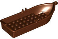 ORIGINAL LEGO Boat, 14 x 5 x 2 with Oarlocks without Hollow Inside Studs USED REDISH BROWN