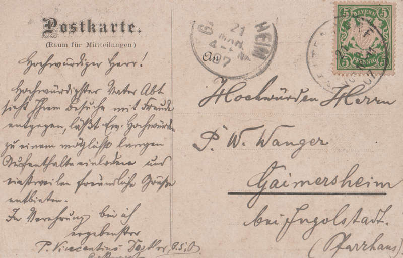 EARLY USED POST CARD BAYERN