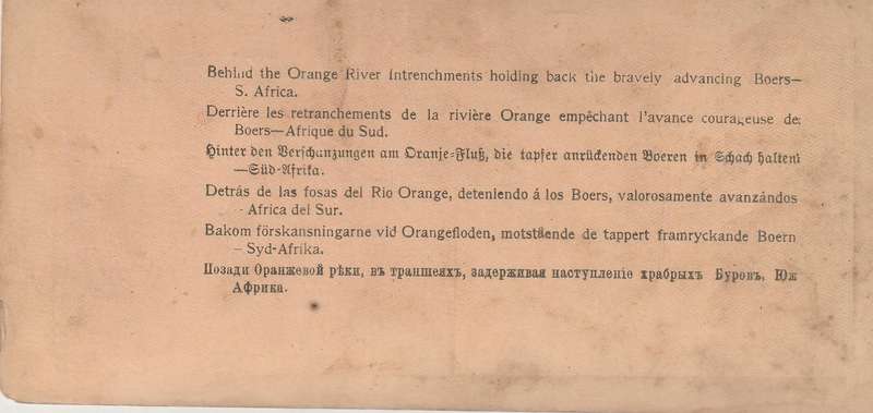 BOER WAR STEREOSCOPE BEHIND THE ORANGE RIVER INTRENCHMENTS HOLDING BACK THE BOERS