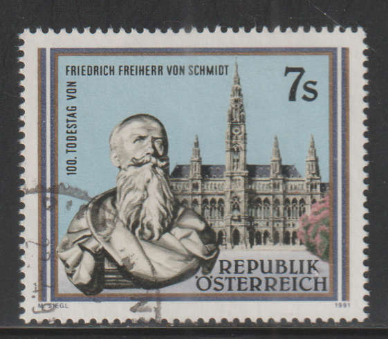 AUSTRIA 1991 The 100th Commemoration of the Death of Friedrich Freiherr von Schmidt UNH SG 2252