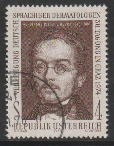 AUSTRIA 1974 Ferdinand Ritter von Hebra 1816-1880 - 30th Session of the German-Speaking DUNH SG 1715