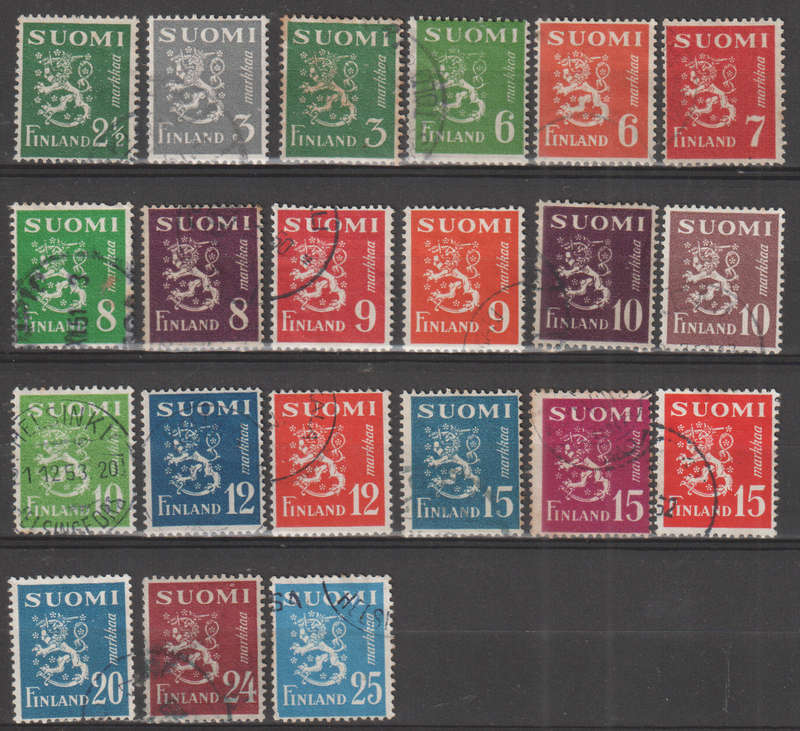 FINLAND 1947 DEFINITIVES ULH SG 425-44