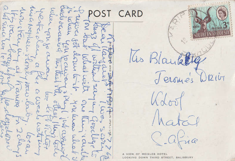 USED POST CARD SOUTHERN RHODESIA