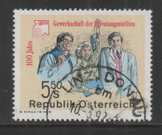 AUSTRIA  1992 The 100th Anniversary of Union of Independent White Collar Workers UNH SG 2282