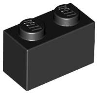 Lego (USED) ~ Brick 1 x 2 BLACK