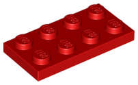LEGO USED Plate 2 x 4 RED
