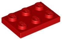 LEGO USED Plate 2 x 3 RED