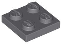 Lego (USED) ~ [Part 3022] Plate 2 x 2 ~  DARK BLUEISH GRAY