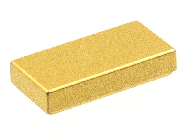 USED LEGO Tile 1 x 2 METALIC GOLD