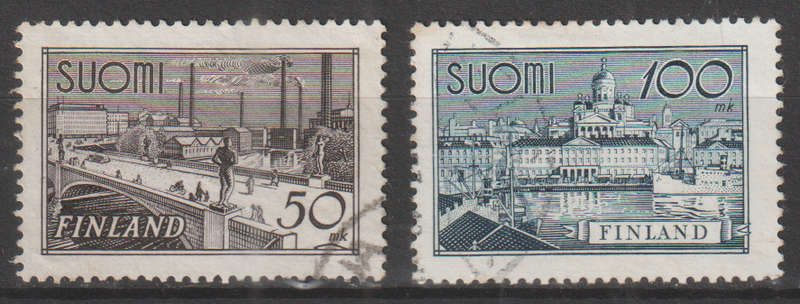FINLAND 1942 New daily stamps - with "mk" denomination wording ULH  SG 369/70