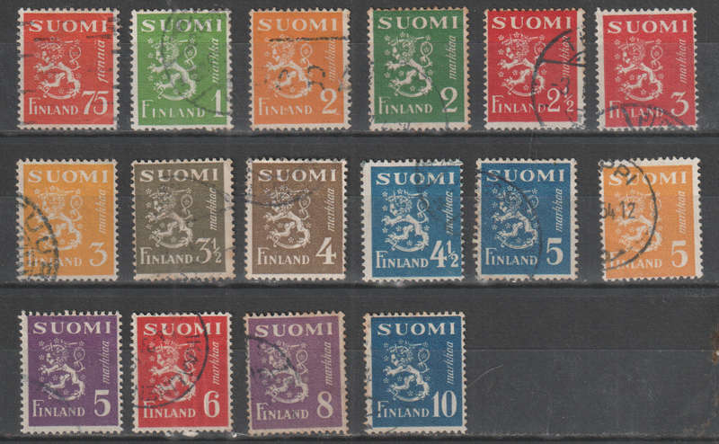 FINLAND 1942-46 Lion ULH  SG 371-379E