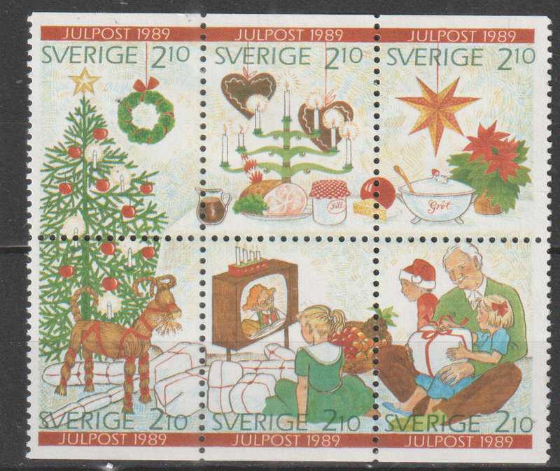 SWEDEN 1989 Christmas Post MM SG 1476-81