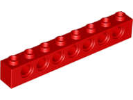 ORIGINAL LEGO Technic, Brick 1 x 8 with Holes USED RED