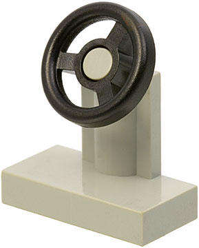 USED LEGO Vehicle, Steering Stand 1 x 2 with Black Steering Wheel DARK BLUEISH GRAY