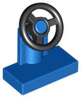 USED LEGO Vehicle, Steering Stand 1 x 2 with Black Steering Wheel BLUE