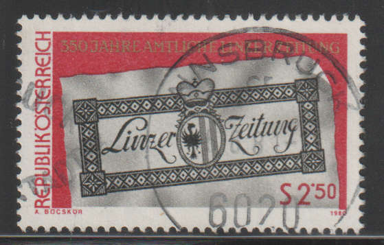 AUSTRIA 1980 The 350th Anniversary of the Official Journal of Linz UNH SG 1885