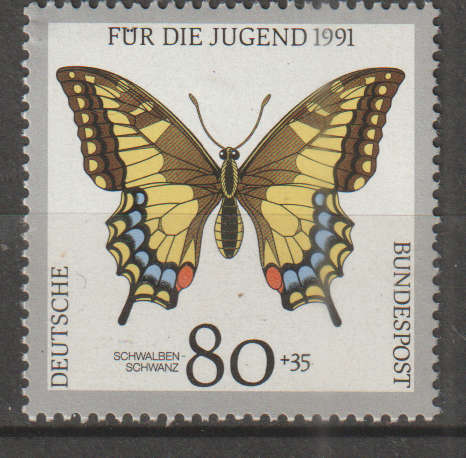 GERMANY 1991 Youth Hostel - Butterflies UMM SG 2365