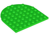 ORIGINAL LEGO (USED) Plate, Round 8 x 8 Rounded End BRIGHT GREEN