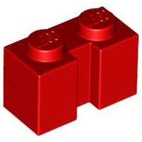 LEGO USED Brick Modified 1 x 2 with Channel RED