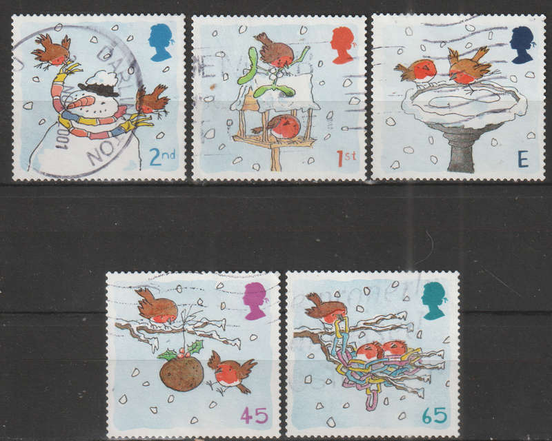 GB 2001 Christmas Stamps - Self-adhesive ULH SG 2238-42