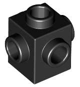 Lego (UESD) ~ Brick Modified 1 x 1 with Studs on 4 Sides ~ [Black]