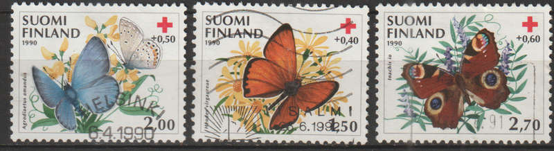 FINLAND 1990 Red Cross charity - Butterflies ULH SG 1227-9