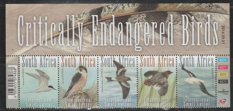 SOUTH AFRICA 2014 Critically Endangered Birds UMM BLOCK SACC 2271