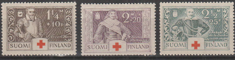 FINLAND 1934 Red Cross charity - Commanders UMM SG 299-301