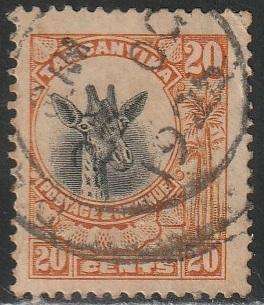 TANGANYIKA 1922 -1925 Giraffe VFU SG 77