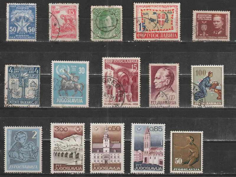 YUGOSLAVIA SELECTION BID PER STAMP TO TAKE ALL CARD EXCLUDED