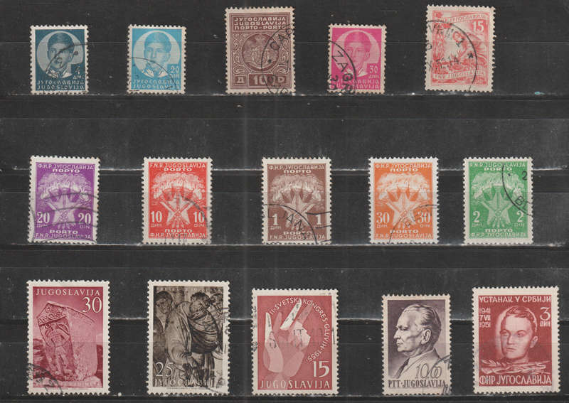 YUGOSLAVIA SELECTION BID PER STAMP TO TAKE ALL CARD EXCLUDED