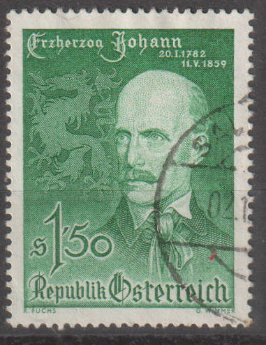 AUSTRIA 1959 The 100th Anniversary of the Death of Archduke Johann of Austria ULH SG 1337