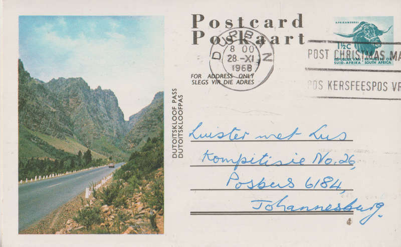 USED PRE PAID POST CARD SA