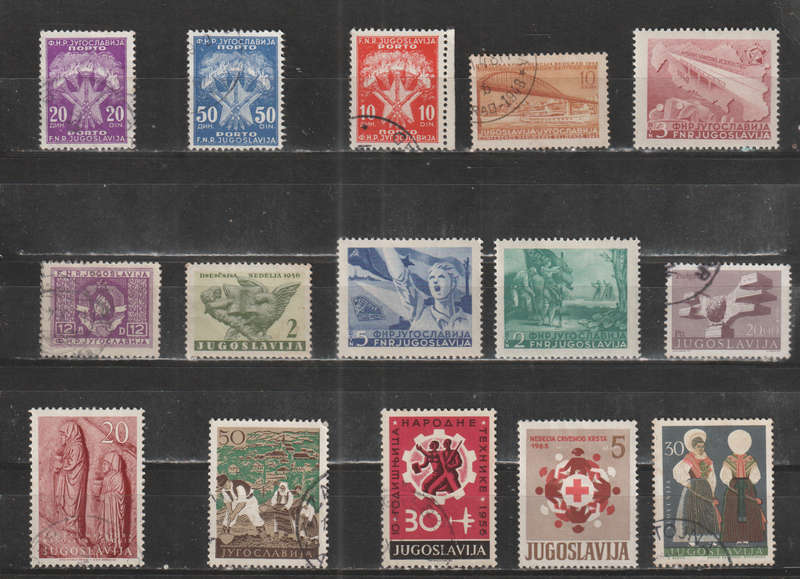 YUGOSLAVIA SELECTION BID PER STAMP TO TAKE ALL CARD EXCLUDED