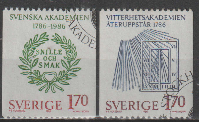 SWEDEN 1986 Academy Anniversaries ULH SG 1292/3